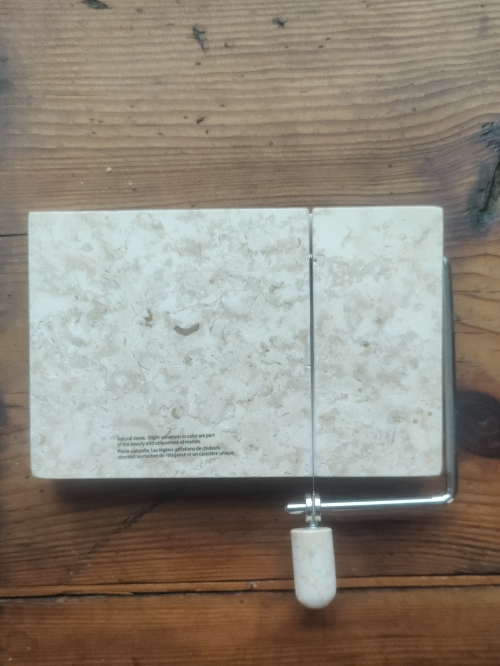 Marble Cheese Slicer with Cream Marble Handle and Base